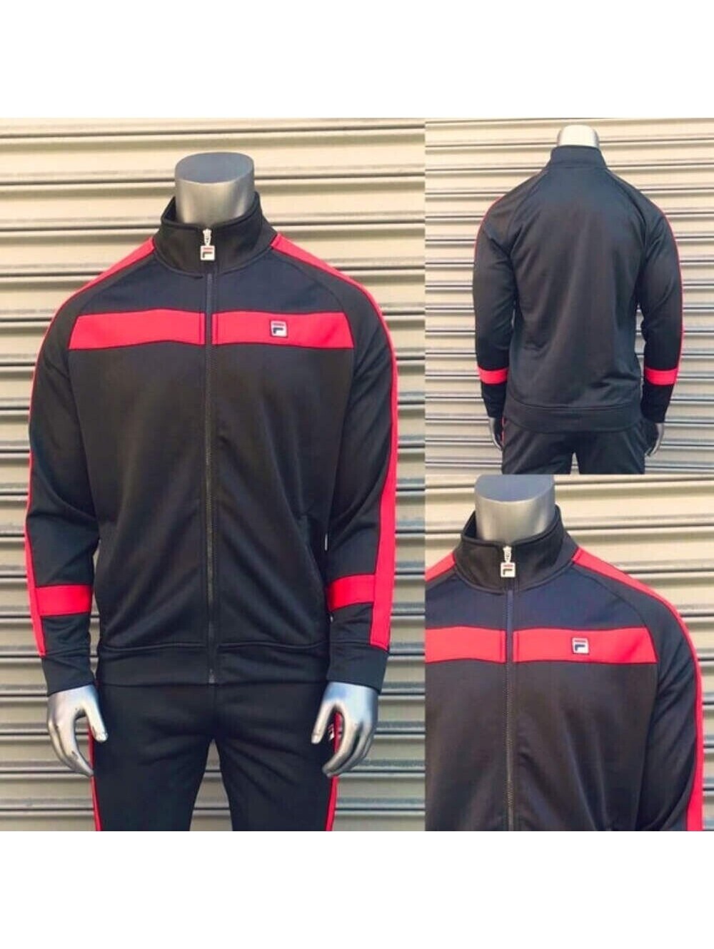Men's Fila Black | Red Renzo Track Jacket NWT